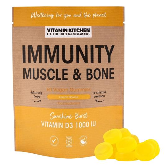 Immunity Muscles Bones D3 Vitamin Vegan Gummies Pouch 60pk