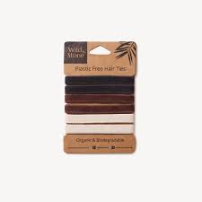 Wild & Stone Plastic Free Hair Ties - 6 Pack Natural